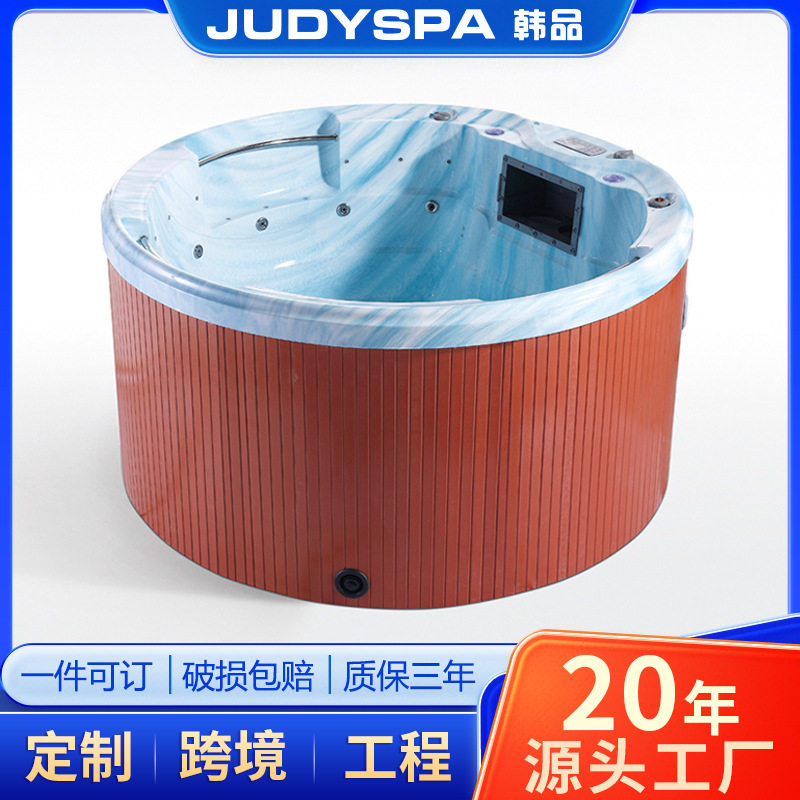 酒店工程2米户外庭院SPA浴池圆形智能按摩冲浪浴缸多人泡澡游泳池图片