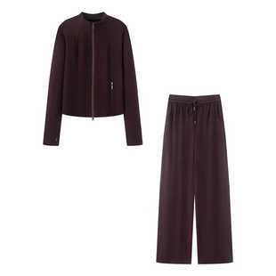 卫衣女高腰显瘦直筒裤 艾系 百搭运动立领拉链开衫 新款 女 2025秋季