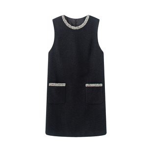 气质修身 艾系 小香风时尚 新款 显瘦钉珠圆领背心连衣裙女 2026夏季