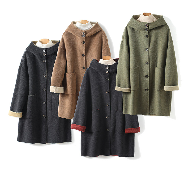 轻奢高品质羊毛大衣女2025秋冬新款连帽休闲小个子百搭双面呢外套,女装/女士精品,毛呢外套,淘宝优惠券,粉丝福利购,淘宝优惠卷