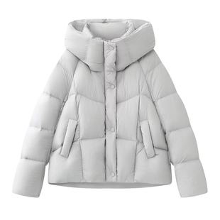 时尚 新款 百搭宽松立领连帽羽绒服女保暖加厚短外套 2025冬季 艾系