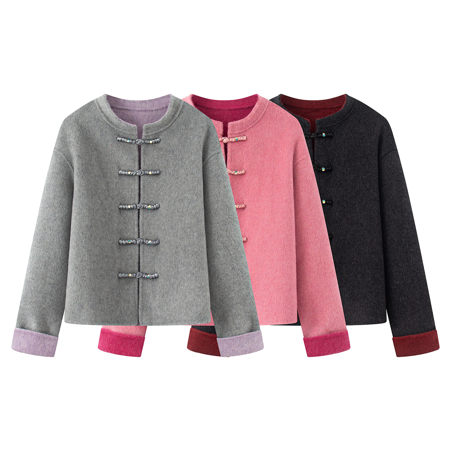 明星同款~新中式国风双面呢外套女2025秋季新款盘扣短款羊毛大衣,女装/女士精品,毛呢外套,淘宝优惠券,粉丝福利购,淘宝优惠卷