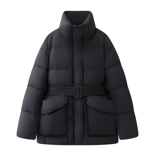 新款 简约可收腰显瘦羽绒服2025冬季 宽松百搭立领外套女 时尚 艾系