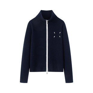 女2025秋冬新款 气质双拉链立领针织开衫 小个子毛衣外套 时尚 艾系