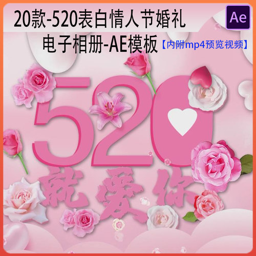AE模板-20款520爱情告白表白婚礼求婚情人节电子相册视频素材 mp4