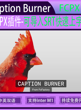 FCPX插件-Caption Burner 快速上字幕 中英语版字幕导入SRT支持M1
