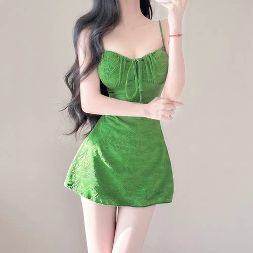 泳衣女法式复古连体裙式度假温泉