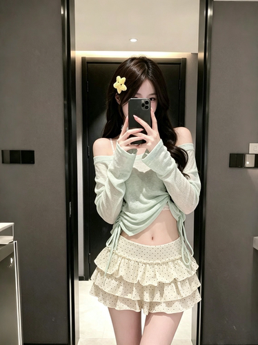 泳衣女甜美波点蛋糕裙分体比基尼