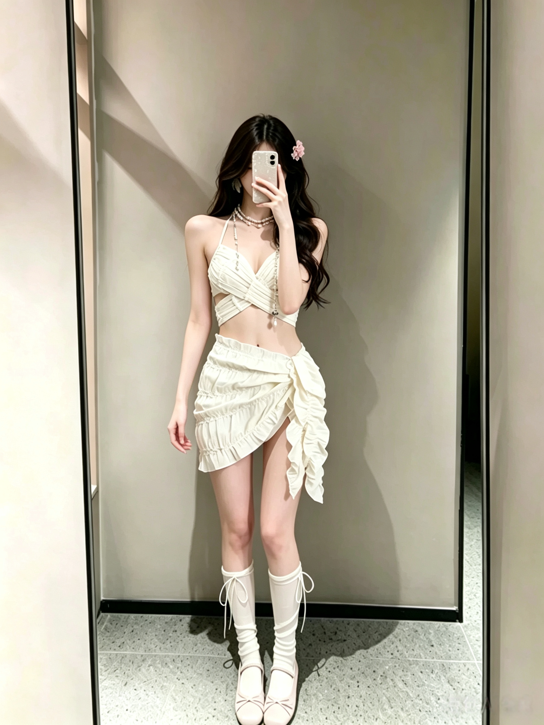 泳衣女分体比基尼三件套性感挂脖小胸聚拢绝美少女私汤度假泡温泉