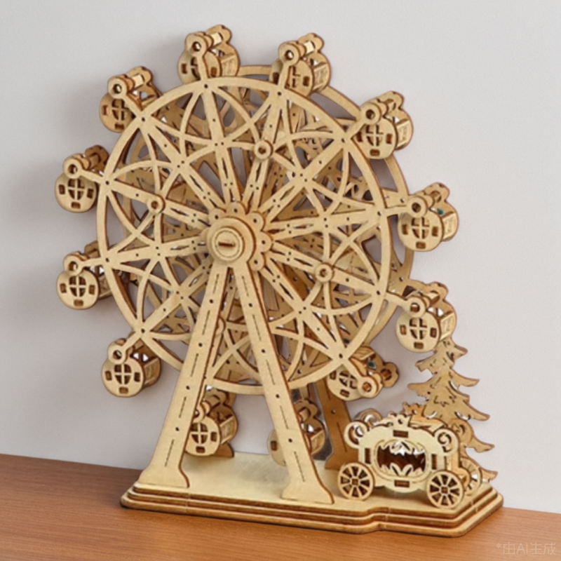 摩天轮木质拼装模型3D手工玩具高档摆件收藏品2023年新品跨境