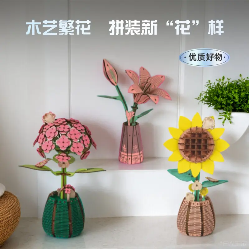 新款手工制作木质3D益智拼装玩具