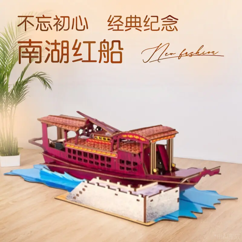 模型一大会址红船拼装益智