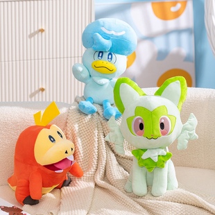 精灵宝可梦朱紫新叶猫布娃娃毛绒玩具润水鸭公仔动漫游戏周边礼物