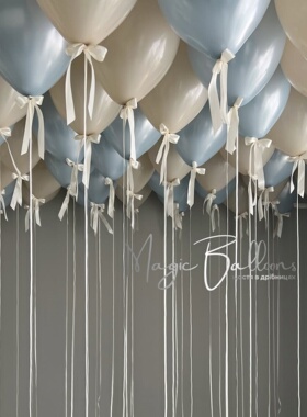 雾霾蓝色乳胶气球肤色奶白色屋顶飘空球氦气派对用品节庆活动布置