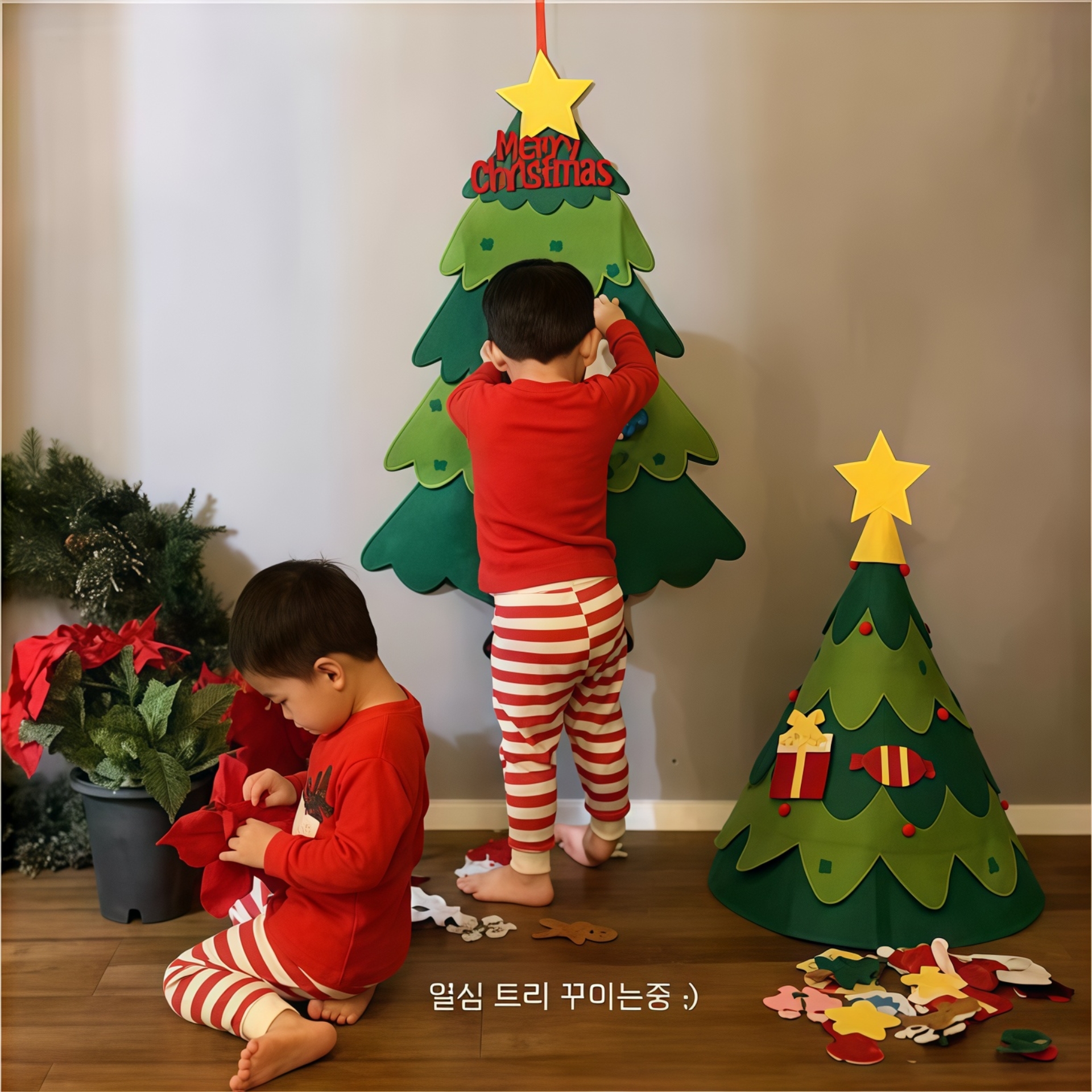 毛毡圣诞树圣诞装饰儿童手工益智毛毡布圣诞树新年圣诞节儿童礼物