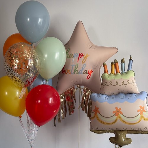 双层蛋糕铝膜气球卡通星星流苏款