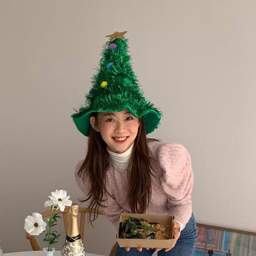 绿色圣诞树帽子头饰派对装饰头箍