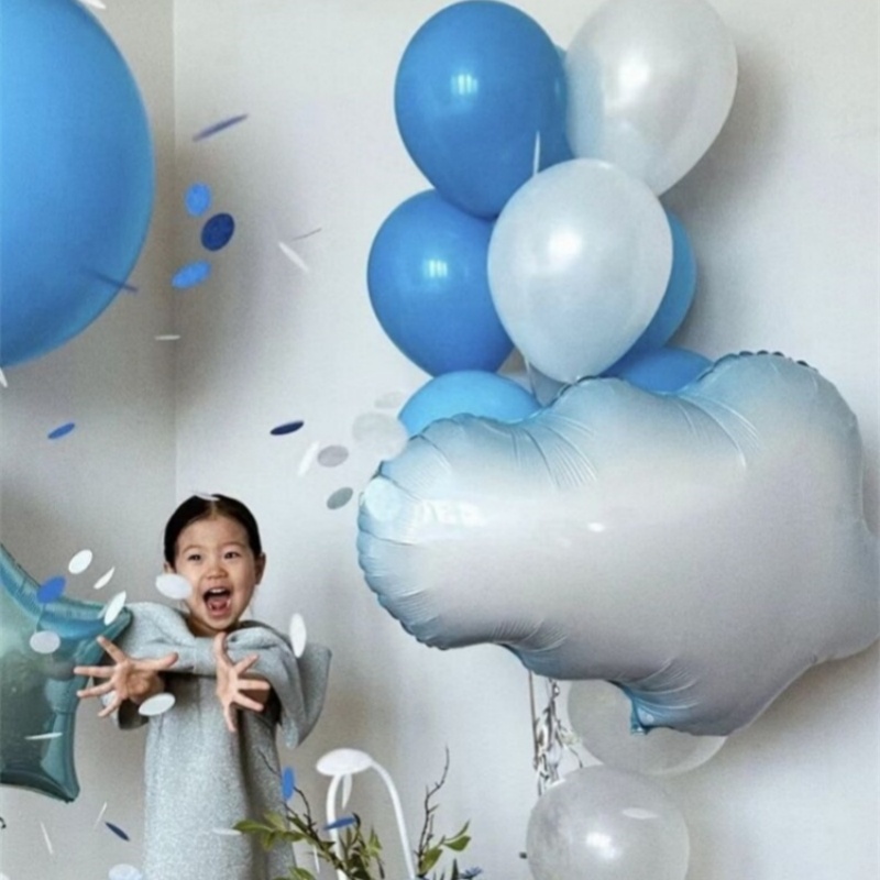 包郵云朵進口鋁膜氣球束藍色乳膠