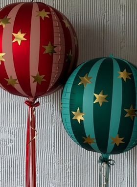 CIRCUS马戏团主题4D圆形条纹星星铝箔卡通气球跳火圈狮子节日装扮