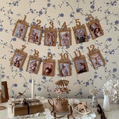 1st宝宝1周岁月份拉旗悬挂款 照片拉旗生日成长记录拉花背景墙装 饰