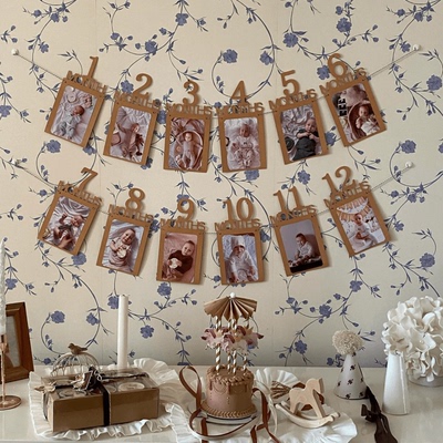 1st宝宝1周岁月份拉旗悬挂款照片