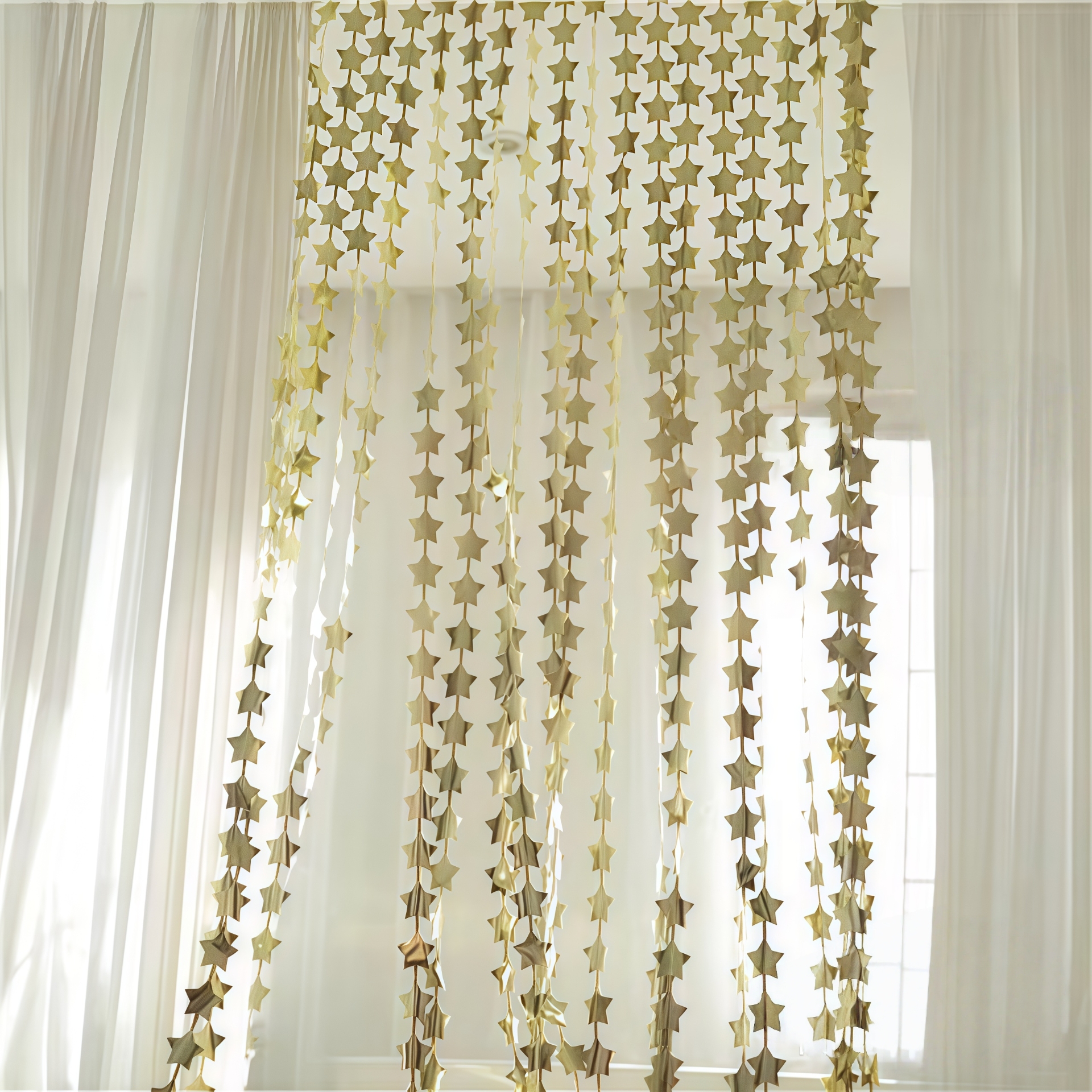 五角星星雨丝帘舞台背景节庆装饰