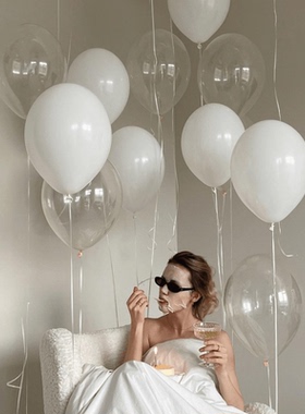 白色乳胶气球成人生日派对惊喜布置一周年纪念日礼物求婚告白气球