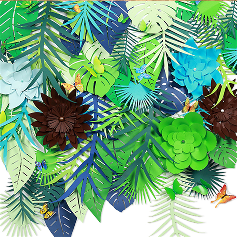 大阔叶拉花布置生日横幅橱窗装饰