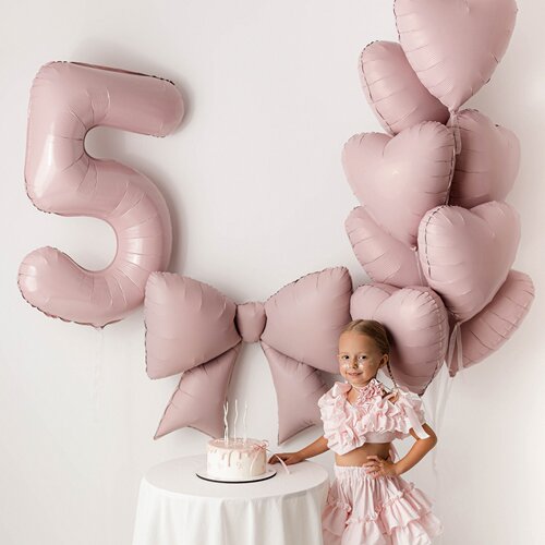 粉色蝴蝶结爱心数字气球铝膜气球