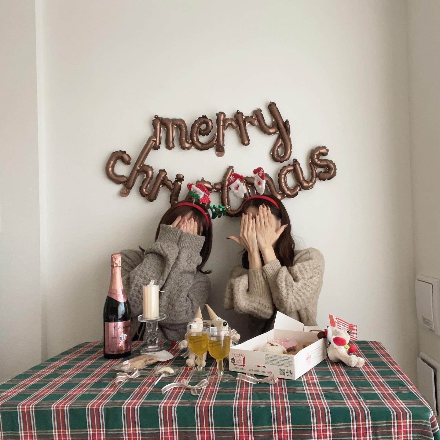 merrychristmas巧克力色圣诞节快乐字母气球墙贴字母新年背景布置