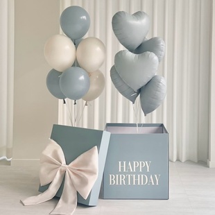 Baby蓝宝宝蓝心形铝箔爱心气球生日礼物节庆拍照道具男孩派对用品