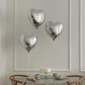 ins风简约复古银色气球心形爱心派对装 饰场景布置气球拍照道具