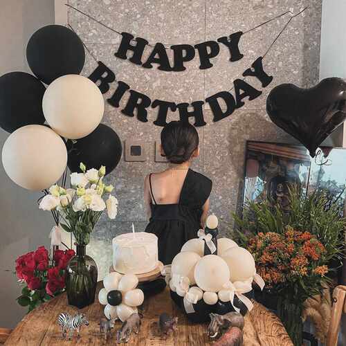 HAPPYBIRTHDAY黑色生日字母拉旗