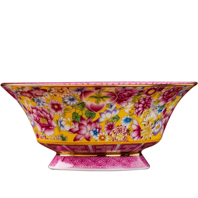 亮玉珐琅彩中式描金骨瓷吃饭碗