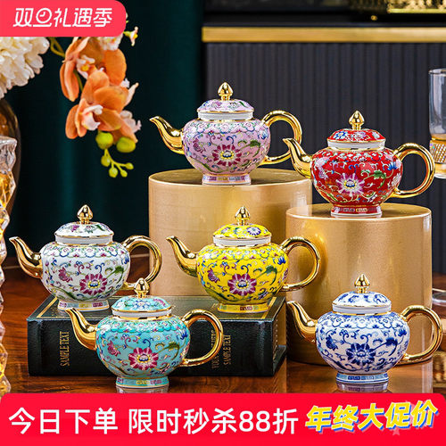 景德镇中式骨瓷小茶壶把手壶