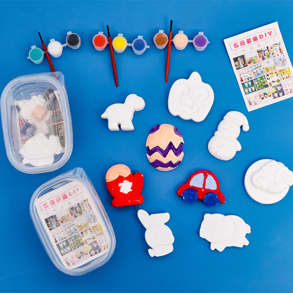 儿童diy石膏娃娃幼儿园小孩手工彩绘涂鸦绘画摆件儿童节礼品石膏