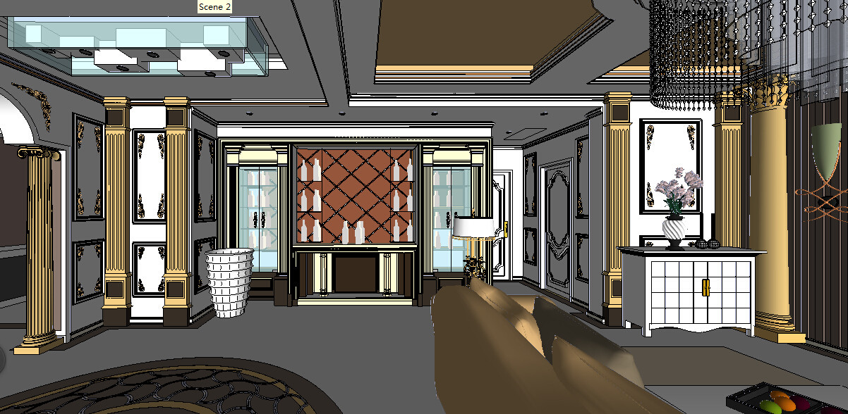 欧式室内SU草图大师模型环艺设计卧室客厅餐厅卫生间素材资料库