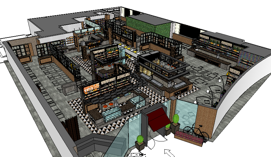 自助餐厅室内图大师SU模型sketchup设计素材源文件skp资料库