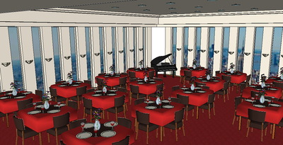 西餐厅草图大师SU模型 室内工装餐厅sketchup设计素材源文件skp