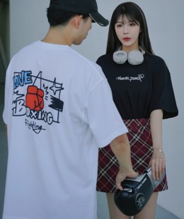 HUMOR PUNCH搏击艺术元素 重磅棉BOXING做旧印花T恤 拳击散打泰拳