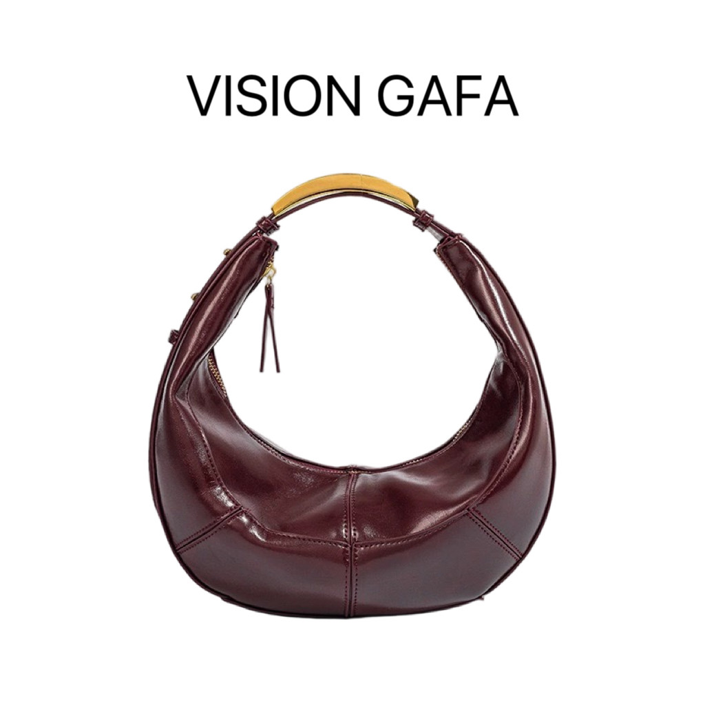 ZA复古家跨境2025新品金属提手椭圆形单肩新月小众手提腋下广州包