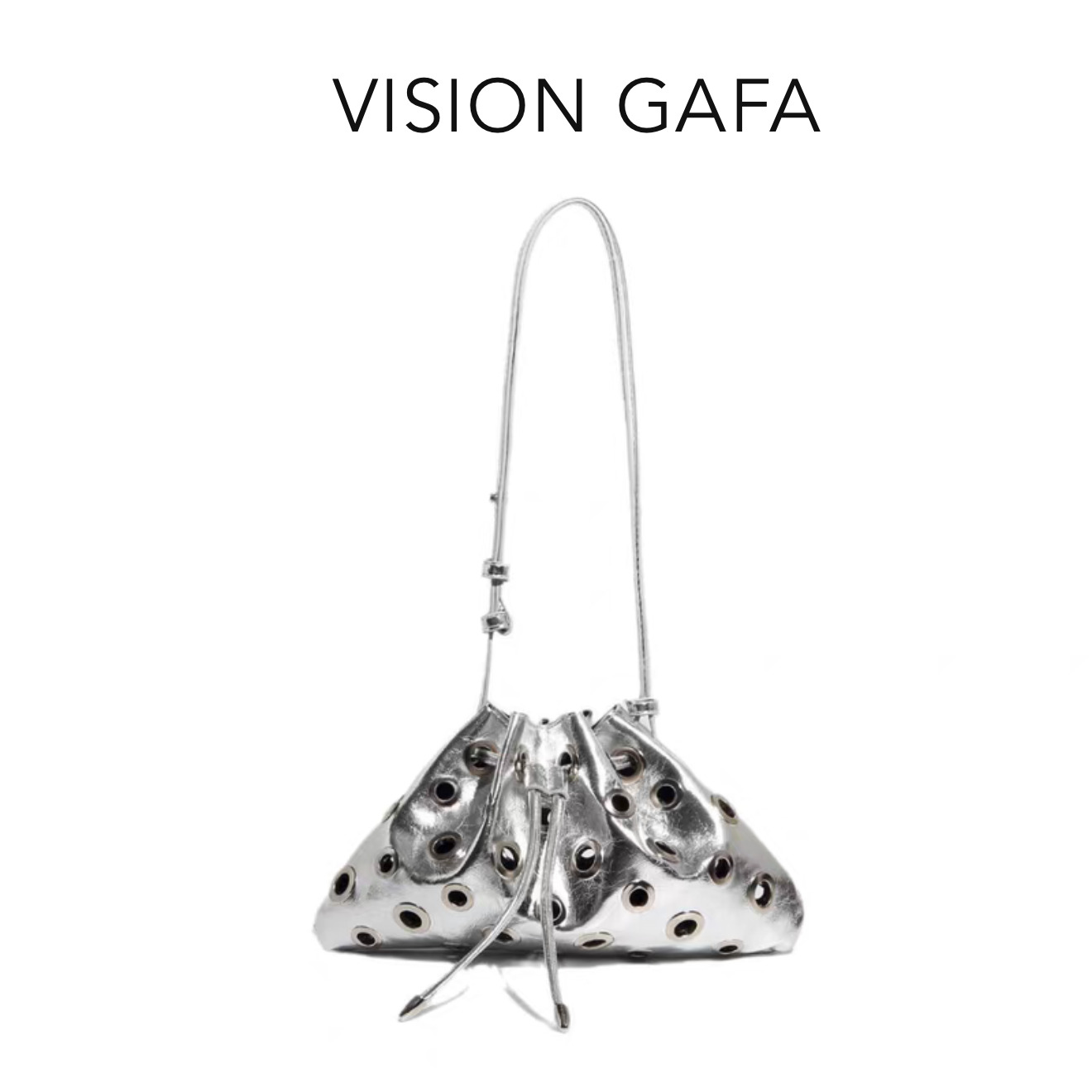 欧美朋克风时尚铆钉单肩斜挎包镂空鸡眼束口水桶包女包广州包