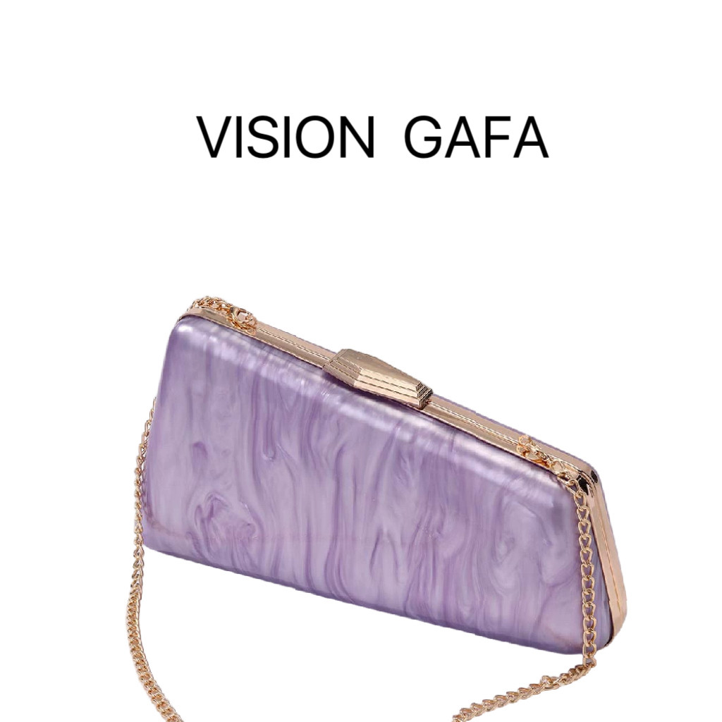 2025女士欧美新款单肩斜跨包异型五金夹子亚克力包时尚晚宴