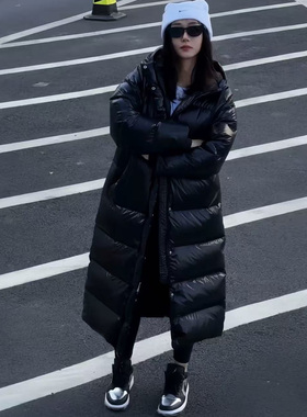 Nike Air Jordan女子亮面防水厚款连帽长款羽绒服 FV7144-010-203