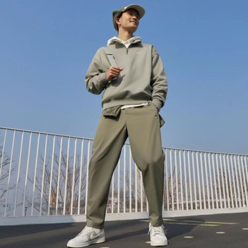 耐克男女刺绣小LOGO纯色梭织长裤