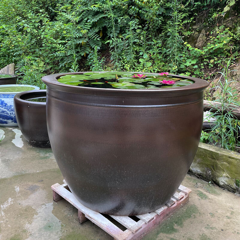 正品景德镇陶瓷鱼缸大号特大养鱼盆落地室外水缸老式庭院大荷花缸