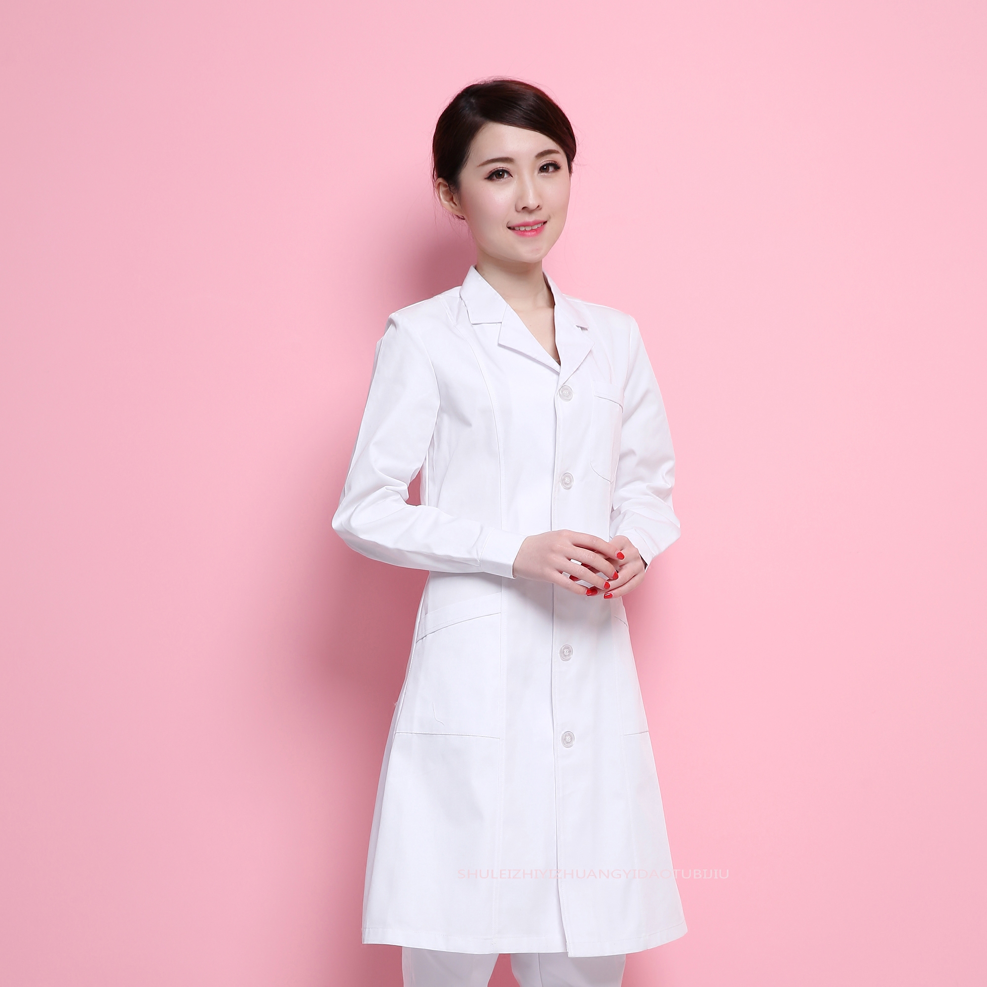 正品南丁格尔女医生服白大褂短袖修身工作服男实验服医师服蓝色长