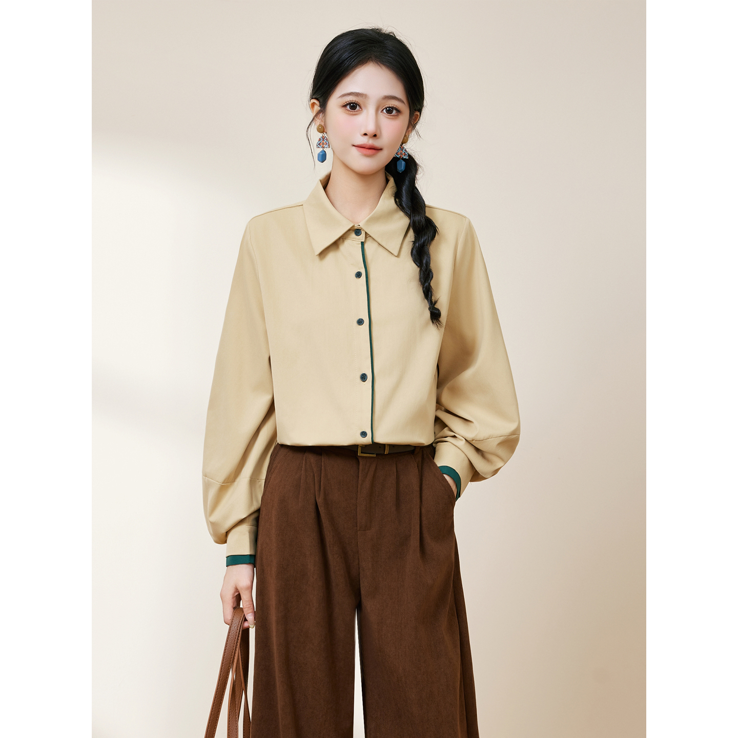 蜜妃儿【半熟芝士】宽松气质衬衫女2025新款长袖早秋chic别致上衣