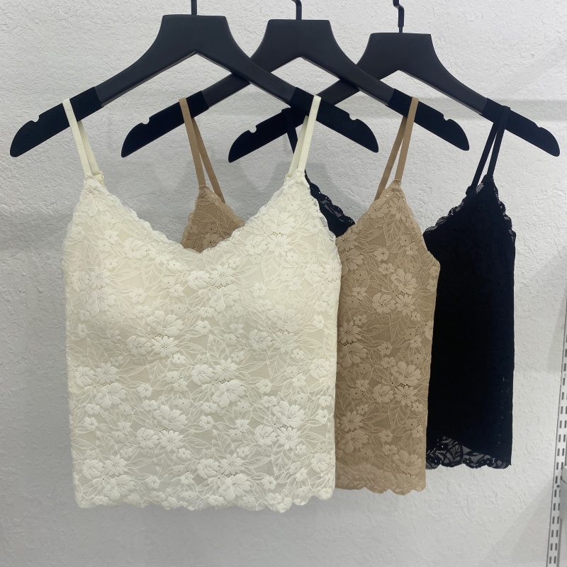 妃子纪3375早秋提花蕾丝V领吊带美背修身聚拢固定杯打底外穿美背