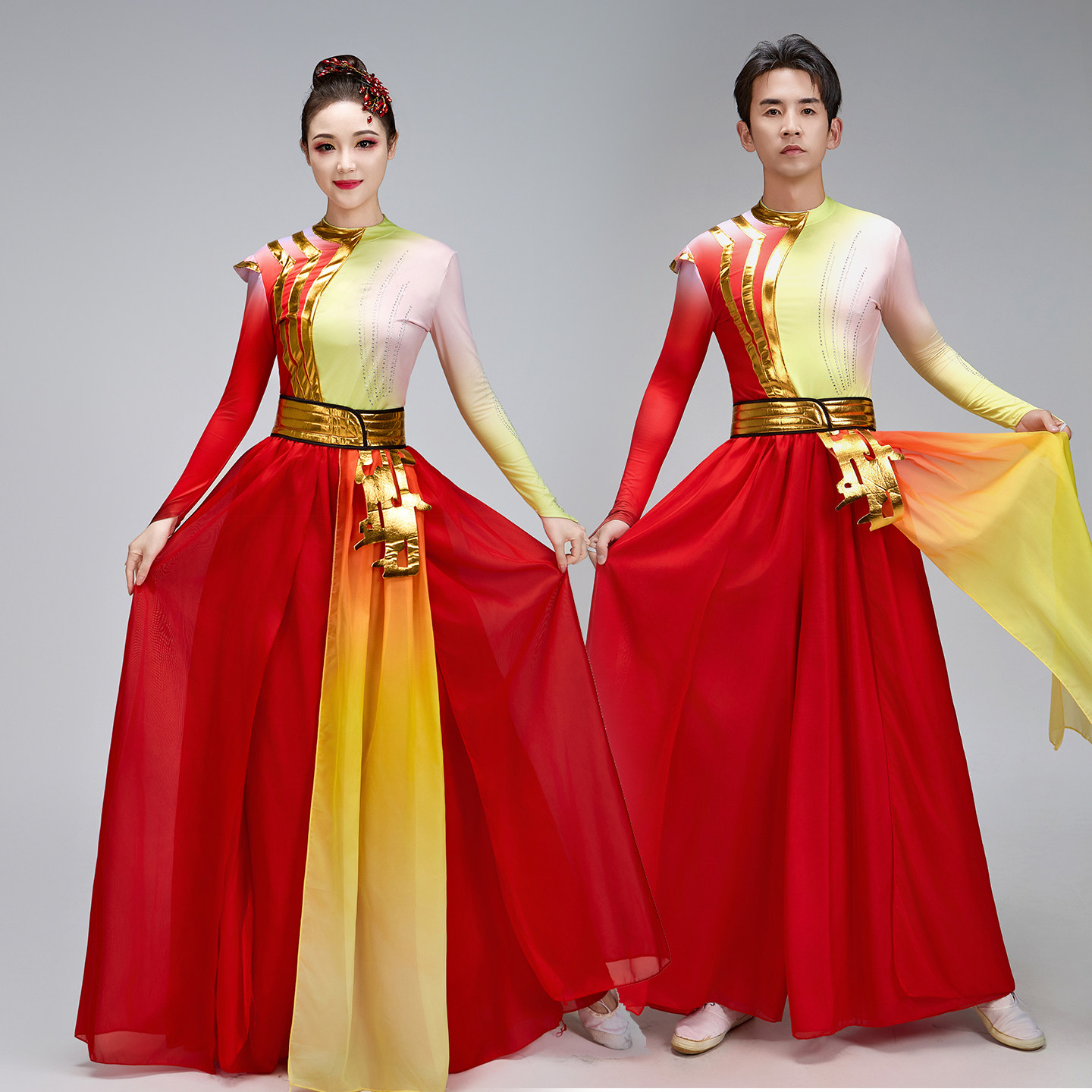 高档新款中国风打鼓服男女喜庆腰鼓服古典舞秧歌服民族风开场舞锣